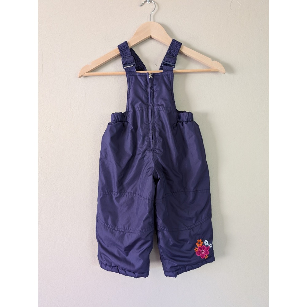 Pacific Trail Kids Purple Insulated Snow Bibs Floral Embroidery 18M Winter Ski